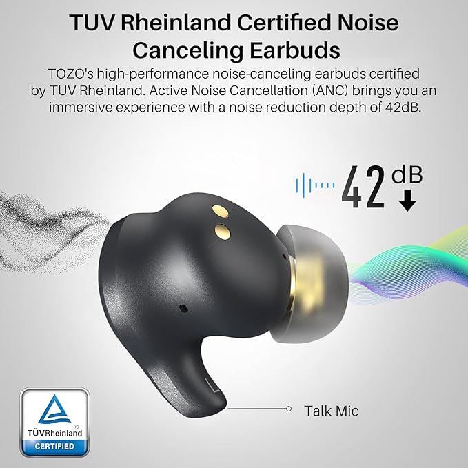 TOZO Golden X1 Wireless Earbuds Balanced Armature Driver and Hybrid Dynamic Driver, Bluetooth Headphones OrigX Pro, LDAC & Hi-Res Audio Wireless, Environment & Active Noise Cancellation Headset