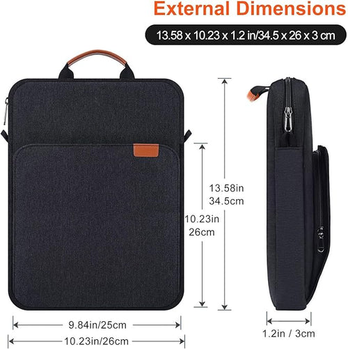 12.9 Inch Tablet Laptop Sleeve for Macbook Pro 14.2 Inch/Air 13.6"/Neo 13,Samsung Galaxy Tab S11 S10 S9 Ultra 14.6",iPad Pro 13 M5 M4/Air 13 M4 M3 M2/Pro 12.9 Carrying Case,Surface Laptop 13.8"-Black