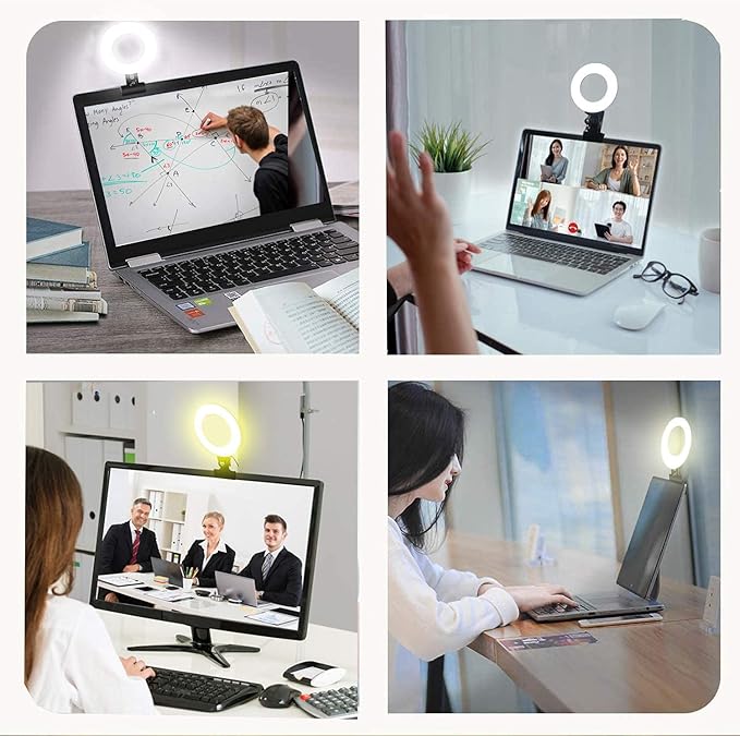 Selfila Ring Light 5 Inch USB Portable, 3200K-6500K Dimmable LED Clip on for Laptop Computer Monitor Phone, Content Creator Makeup Conference Selfie Video (Black)