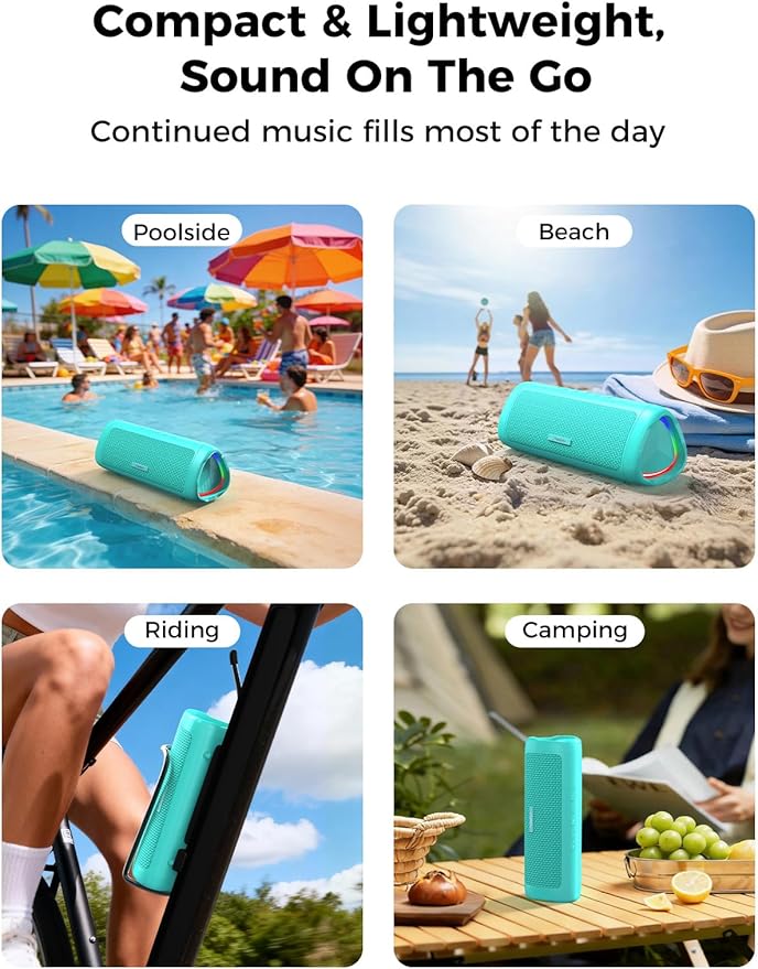 BolaButty Bluetooth Speaker Portable Wireless, IPX5 Waterproof, Up to 20H Playtime, TWS Pairing, BT5.3, for Home/Party/Outdoor/Camping/Beach Essentials, Birthday Gift (Teal)