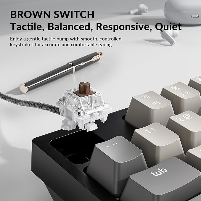 Keychron C1 Pro Wired Custom Mechanical Keyboard, TKL Layout QMK/VIA Programmable OEM Profile Double-Shot PBT Keycaps White LED Backlight with K Pro Brown Switch for Mac Windows Linux