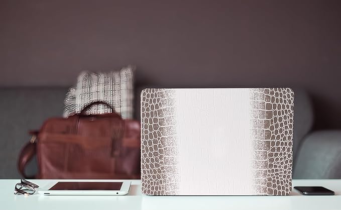 Compatible with Crocodile MacBook Air 13 inch Case 2021 2020 2019 2018 M1 A2337 A2179 A1932, Textured Elegant Luxury Aligator Skin Snakeskin PU Leather Hardshell & Keyboard Cover, Brown White