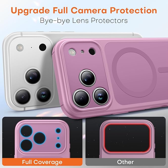 TAURI for iPhone 17 Pro Case, Compatible with MagSafe, (Full Camera Protection) Camera Control Cover Solid-Color Matte Magnetic Phone Case for 17 Pro 6.3", Lilac Purple