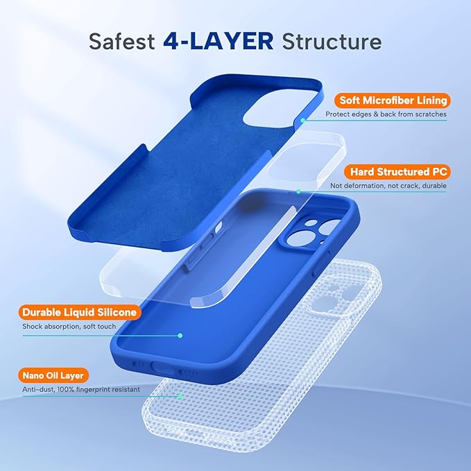 Miracase Compatible with iPhone 15 Plus Case, [Soft Anti-Scratch Microfiber Lining], Liquid Silicone Case Gel Rubber Shockproof Drop Protection Phone Case for iPhone 15 Plus, Mediterranean Blue