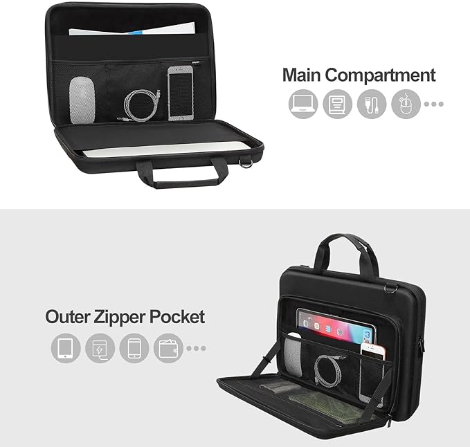 MOSISO Laptop Bag for Men,17-17.3 inch Computer Bag Compatible with Dell XPS/HP Pavilion/Ideapad/Acer/Alienware/HP Omen Notebook, Hard Shell Laptop Case with Front Pocket&Shoulder Strap, Black