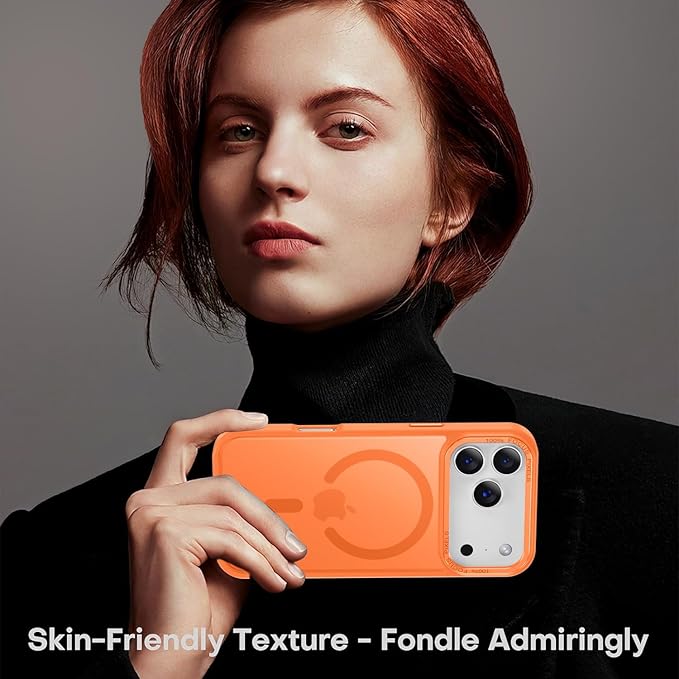 Newfuture Magnetic for iPhone 17 Pro Case [Compatible with Magsafe] [Military Grade Drop Protection] Translucent Matte Anti-Scratch Shockproof Protective Phone Cover 6.3 Inch, Orange