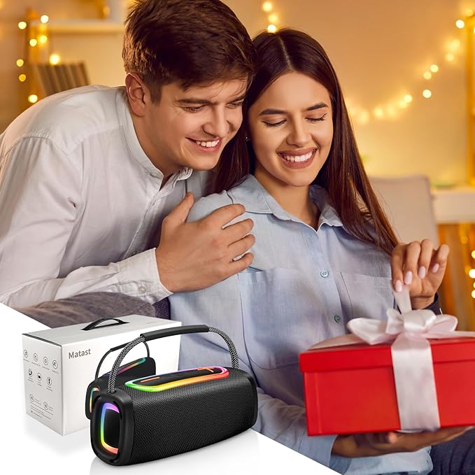 Bluetooth Speaker 6000mAh, 36H Playtime BT5.4 Portable Wireless Speaker with 24W Loud Stereo Sound, IP6 Waterproof, Portable Speaker with RGB Multi-Color Rhythm Lights for Outdoor/Home/Party as Gift