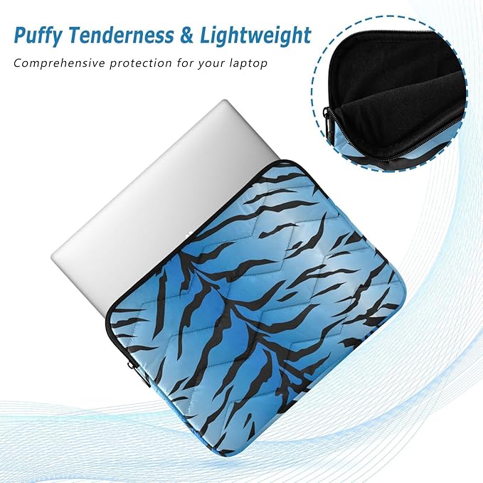 Laptop Case Sleeve, Blue Tiger Black Stripes Pattern Shockproof Protective Computer Carrying Cover, Briefcase Handbags 13-13.3inch Laptop Sleeve Bag