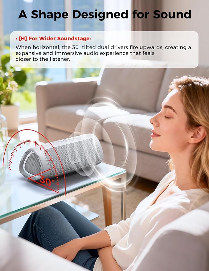 BolaButty Bluetooth Speaker Portable Wireless, IPX5 Waterproof, Up to 20H Playtime, TWS Pairing, BT5.3, for Home/Party/Outdoor/Camping/Beach Essentials, Birthday Gift (Grey)