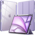 JETech Case for iPad Air 13-Inch M4/M3/M2 (2026/2025/2024) with Pencil Holder, Clear Transparent Back Shell Slim Stand Shockproof Tablet Cover, Auto Wake/Sleep (Purple)