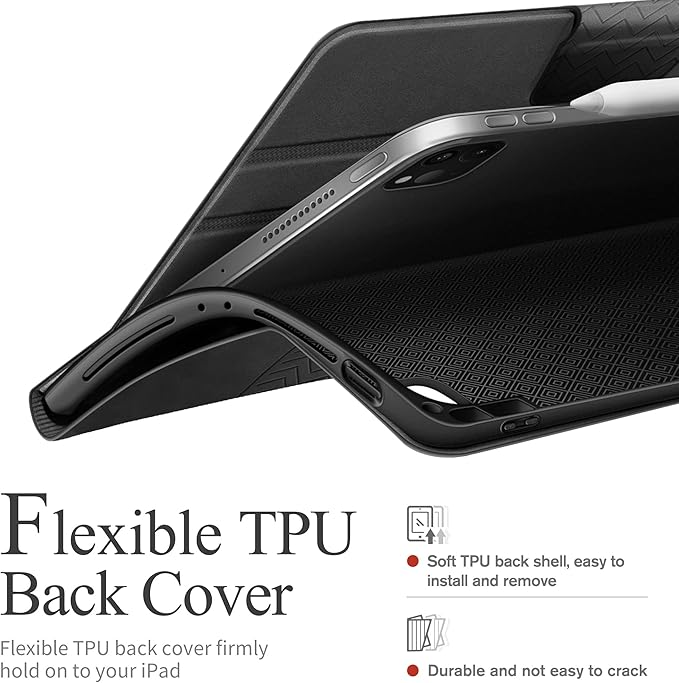 auaua Case for iPad Pro 12.9 6th/5th/4th/3rd Generation 2022/2021/2020/2018, Slim Durable Leather Stand Cover with Pencil Holder, Auto Sleep/Wake (Grey)