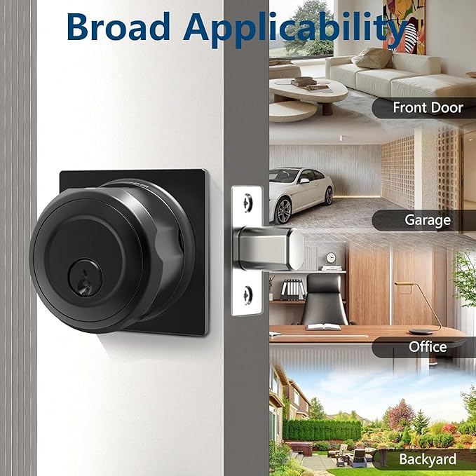 GeekTale Fingerprint Deadbolt, Fingerprint Door Knob, Smart Deadbolt Lock, Smart Door Lock, Twist to Lock&Unlock, Keyless Entry Door Lock with App, for Front Door, Garage, Easy Installation