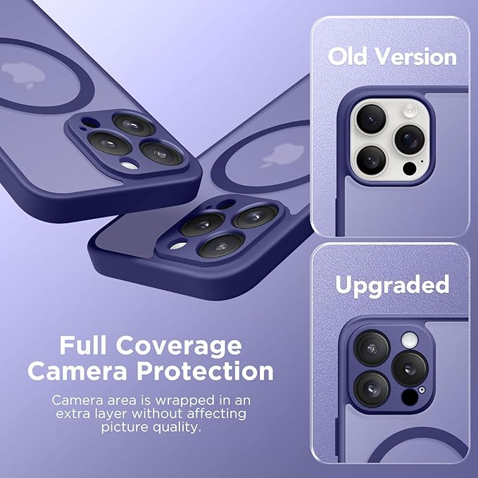 CAPRARO Magnetic for iPhone 15 Pro Max Case, [Compatible with MagSafe] [Full Camera Protection] Shockproof Protective Slim Translucent Matte Phone Case for iPhone 15 Pro Max 6.7'', Purple Eggplant