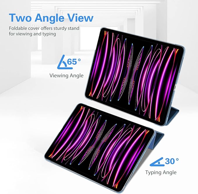 ProCase Smart Case for iPad Pro 12.9 2022/2021/2020/2018, Slim Stand Hard Back Shell Smart Cover for iPad Pro 12.9" 6th Gen/5th Gen/4th Gen/3rd Gen -Blue