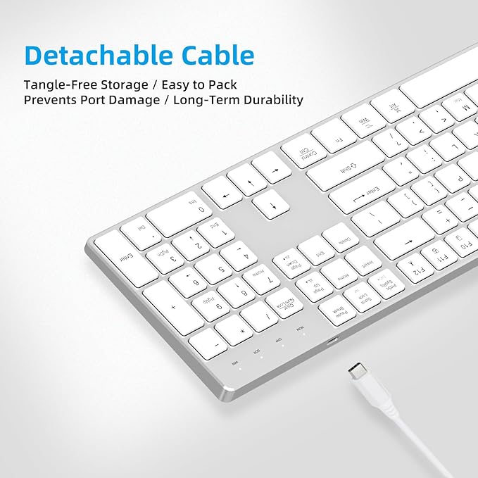 POWZAN Wired Backlit Keyboard for Windows/Mac,Aluminum Slim & Quiet Full Size Keyboards Light Up with USB A/USB C Dual Interface,Compatible with iMac,MacBook,iPad,Laptop,PC-Gray Black (Sliver White)