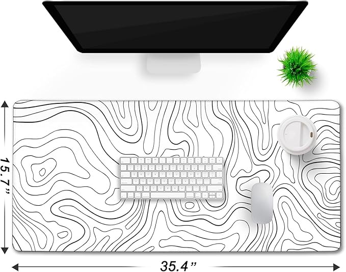 Gaming Mouse Pad, Large Mouse Pads Waterproof Extra Large Big Mouse Pad with Stitched Edge, XXXL Non-Slip Black Computer Mousepad for Gamer, Office & Home, Black Line