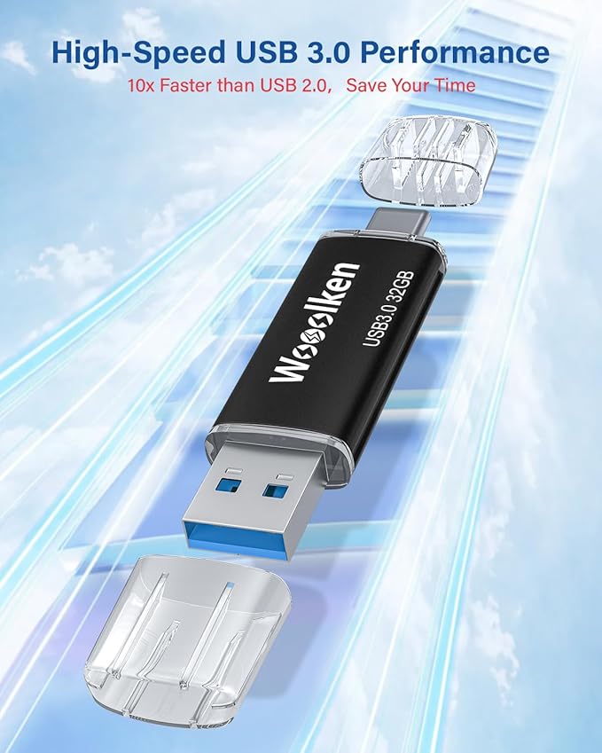 USB C Flash Drive 32GB 5 Pack, Wooolken USB 3.0 Dual Drive Type-C Thumb Drive OTG Memory Stick Compatible with iPhone 16/15, Android Smartphone/Tablets/Computers