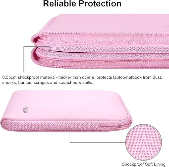 ARVOK 15 15.6 16 inch Laptop Sleeve Ultra-Thin Case MacBook pro 16 inch Sleeve Water-Resistant Notebook Computer Pocket Tablet Briefcase Carrying Bag/Pouch Skin Cover for HP/Dell/Lenovo/Asus/Acer Pink