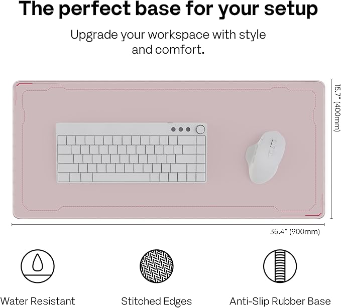Pixio Mouse Pads - 36 x 16 inch XXL Pink Border Multifunctional Large Desk Mats for Gaming, Office, Desktop Anti-Slip Waterproof Washable Computer Mouse Mat