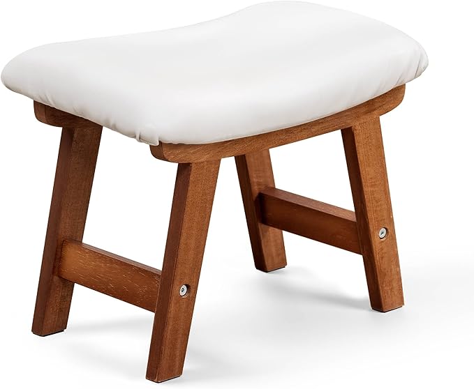 Sosola Foot Stool with Leather Cover,Foot Rest Made of Wooden for Couch,Bench,Sofa,Under Office Desk