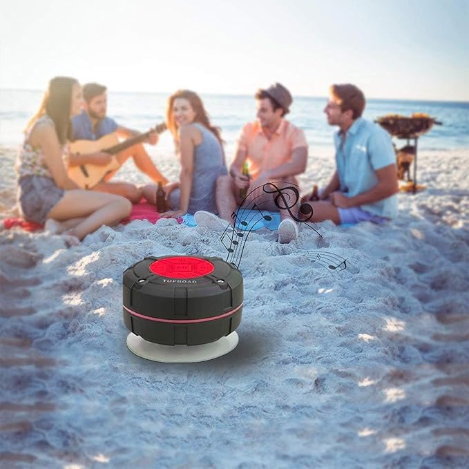 Portable Shower Speaker, IPX7 Waterproof Wireless Outdoor Speaker with HD Sound, 2 Suction Cups, Built-in Mic, Hands-Free Speakerphone for Bathroom, Pool, Beach, Hiking, Bicycle(Red)