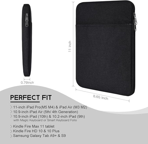 10 inch Tablet Sleeve Case for 11-in iPad Pro M4, iPad Air M2 M3(2025) M4(2026), A16,10.2" 10.9" 10.5 inch Pro/Air, Fire Max 11/Kindle Fire HD 10, Galaxy Tab A9+ Bag,Fit Magic Keyboard