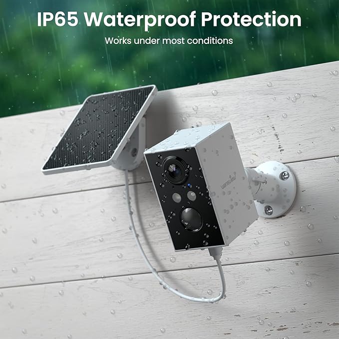 wansview Security Cameras Wireless Outdoor-2K WiFi 6 Solar Camera Outdoor Wireless for Home Security with AI Motion Detection, Color Night Vision, 2-Way Audio, 2.4GHz WiFi Only, Alexa, A1 2P White