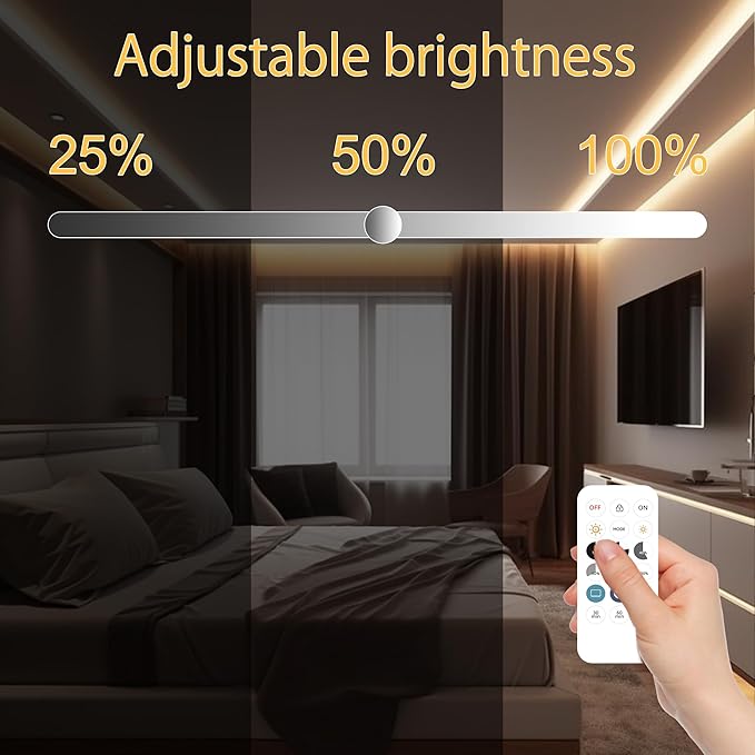 AXMOTUT COB LED Strip Lights with Remote, 24V 9.84ft Warm White Dimmable LED Light Strips, High Bright 3000K LED Lights with Power Supply for Room, Kitchen, DIY Home Decoration