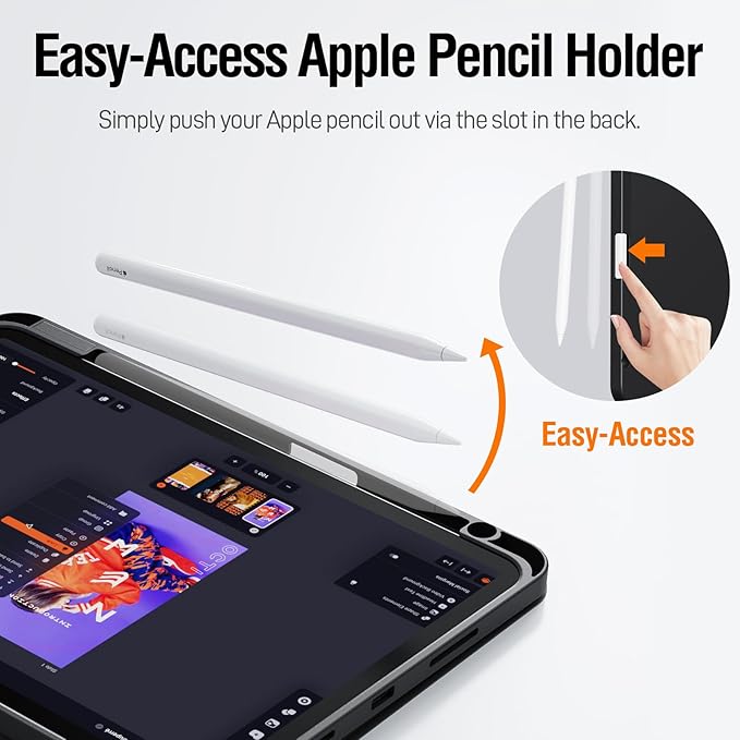 ZOVEEK iPad Pro 11 Inch Case 4th/3rd/2nd/1st Generation (2022/2021/2020/2018) with Pencil Holder, Magnetic Smart Cover with Stand, Supports 2nd Gen Pencil Charging, Auto Wake/Sleep (Black)