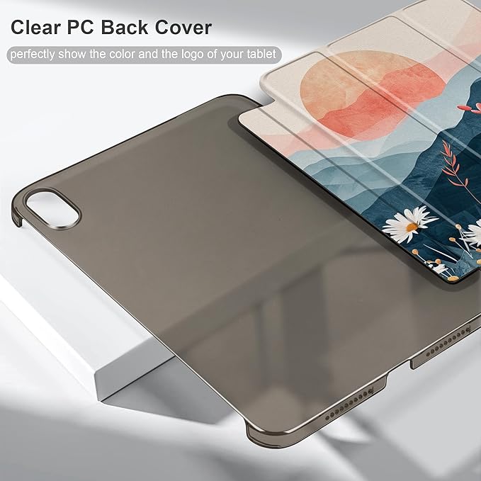 DONGKE for iPad mini 7 (A17 Pro) 2024 & iPad mini 6 2021 8.3 Inch, Slim Foldable Stand Hard PC Translucent Back Shell Smart Cover for iPad mini 7th/6th Generation [Auto Wake/Sleep] - Daisies
