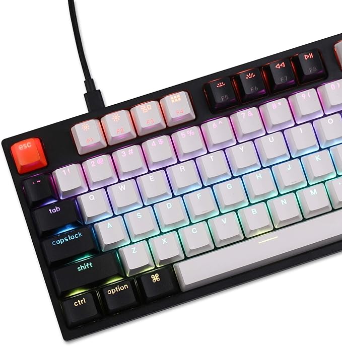Keychron C1 Hot-swappable Wired Mechanical Computer Keyboard with Gateron G Pro Brown Switch/Double-Shot ABS Keycaps/White Backlight/USB Type-C Cable, Tenkeyless 87 Keys for Mac Windows PC