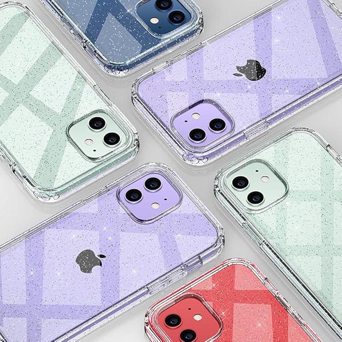 Diaclara Designed for iPhone 12 Mini Case, Full Body Rugged with Built-in Touch Sensitive Anti-Scratch Screen Protector, Soft TPU Bumper Case for iPhone 12 Mini 5.4" (Clear Glitter)