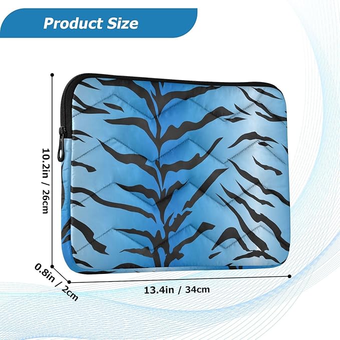 Laptop Case Sleeve, Blue Tiger Stripes Black Pattern Shockproof Protective Computer Carrying Cover, Briefcase Handbags 13-13.3inch Laptop Sleeve Bag