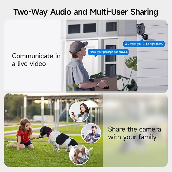 Magnetic Security Cameras Wireless Outdoor, 2K Pan Rotating 300° Battery Powered WiFi Camera with PIR Human Detection, Color Night Vision, 2-Way Audio, Alarm, Weatherproof, Cloud/Local Storage
