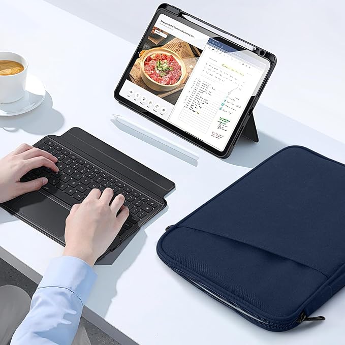 TiMOVO 13 Inch Tablet Sleeve for iPad Air 13" M3 2025, iPad Pro 13"/12.9", Galaxy Tab S9/S10 Plus/S9 FE+ 12.4", Remarkable Paper Pro 11.8", Protective Bag with Pockets, Indigo