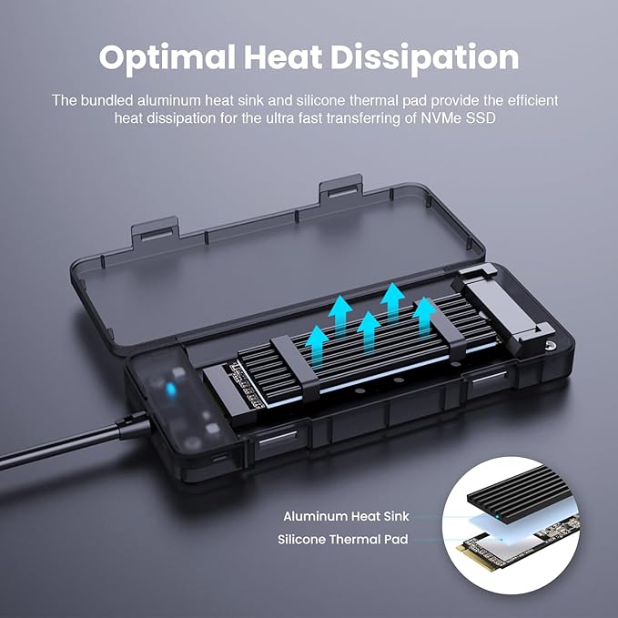 HIMARS US-2575 M.2 NVMe PCIe SSD Enclosure USB 3.2 Gen 2 Type C Tool-Free External SSD Case (US-2575)