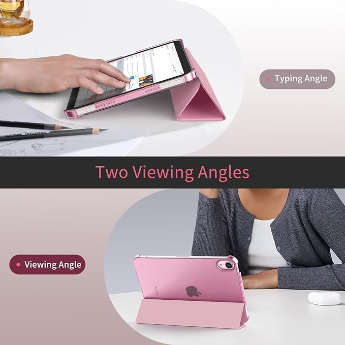 MoKo for iPad mini 7 (A17 Pro) Generation Case 2024, iPad mini 6 Case 2021, 8.3-inch Slim Lightweight Protective Hard Back PC Shell Stand Cover Support Touch ID, Auto Wake/Sleep, Nosegay Pink