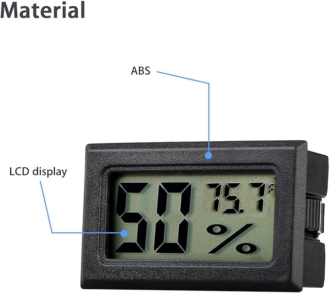 4-Pack Mini Digital Temperature Humidity Meters Gauge Indoor Thermometer Hygrometer LCD Display Fahrenheit (℉) for Reptile Tank,Jars,Guitar Case,Greenhouse, Garden, Cellar, Fridge, Closet