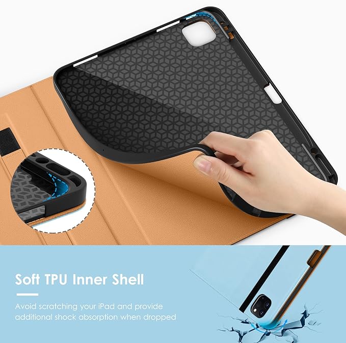VIKESI Case for iPad Air 13 inch (M4) 2026 / (M3) 2025 / (M2) 2024,Premium Leather Folio,Apple Pencil Holder,Auto Sleep/Wake,Stand Cover - Ice Blue