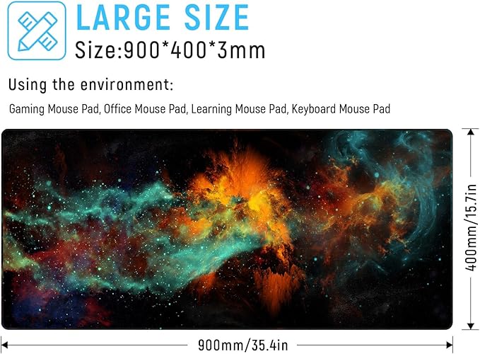 JIALONG Gaming Mouse Pad Desk Mouse Mat Large Size 35.4 x15.7inches Comfortable XXL Mousepad for Work Gaming Office Home