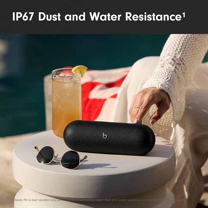 Beats Pill - Portable Bluetooth Speaker - Up to 24H Battery Life, Water Resistant, Bluetooth, Apple & Android Compatible, Seriously Loud Sound for Home, Outdoor and Travel - Matte Black