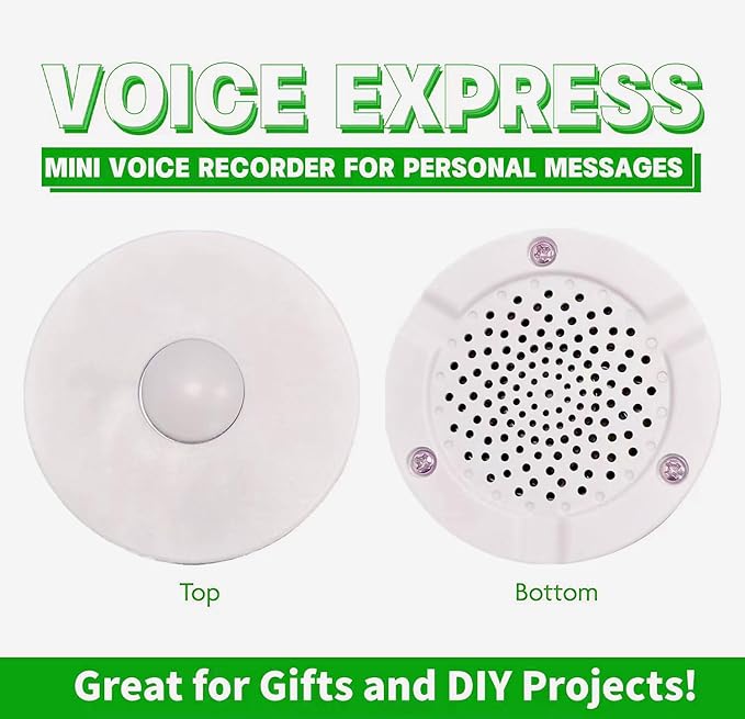 XLW 16 Min Voice Recorder,DIY Voice Recording Button for Stuffed Animals, Bear,Plush, Baby Doll,Pillow. Record Custom Messages for Xmas Halloween New Year Birthday Creative Presents-White