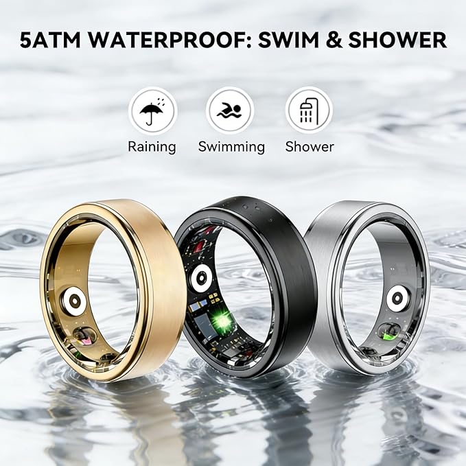 Smart Ring for Women Men,Fitness Ring with 24/7 Activity Tracking,Stress,Sleep Monitoring,No APP Subscription Fees,Compatible with iOS & Android, HarmonyOS Silver, 10#