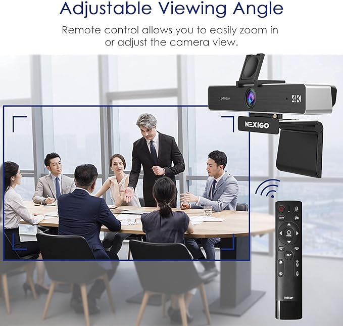 NexiGo 4K Zoomable Webcam Kits, N950P UHD 2160P Webcam with Remote, Sony Starvis Sensor, 5X Digital Zoom, Upgraded Video Conference Lighting, Extendable Tripod Stand, for Zoom/Skype/Teams