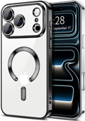 Hython Magnetic Clear for iPhone 17 Pro Max Case with Camera Lens Protector [Compatible with MagSafe] Plating Edge Slim Soft TPU Cover Protective Phone Case for iPhone 17 Pro Max 6.9", Black