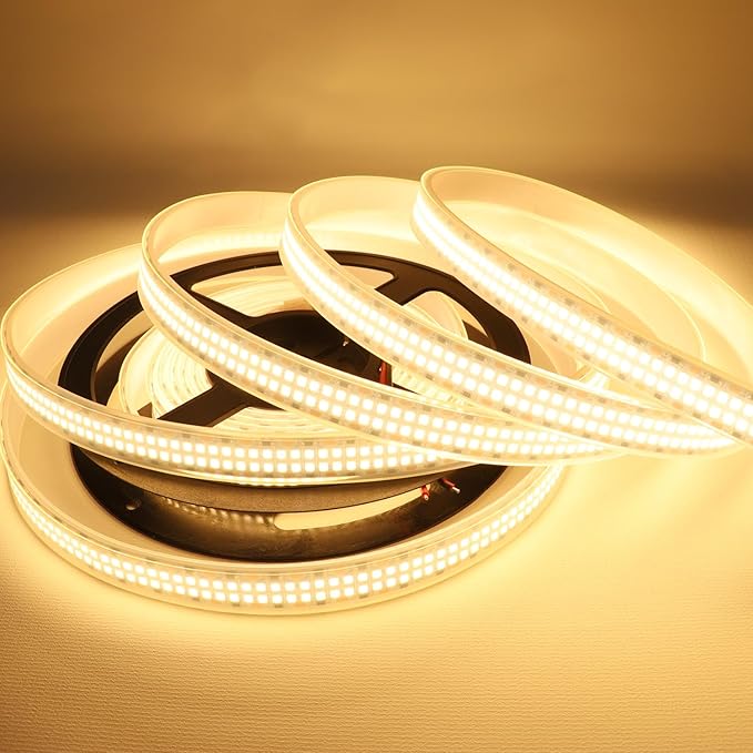LEDENET LED Strip Lights Warm White 3000K 2400LEDs DC 12V 16.4ft/5M Double Row 2835 SMD LED Tape Light Flexible Dimmable Ribbon Lamp Waterproof IP67 Outdoor Lighting(No Adapater and Dimmer)