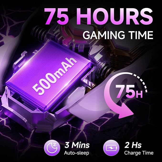 EWEADN G5 Wireless Gaming mouse, 12800 Adjustable DPI Ergonomic Mouse with 6 RGB Backlit Modes, Rapid Fire Key, 9 Programmable Macro Buttons, Rechargeable Bluetooth Mouse for PC/Mac/Laptop - White