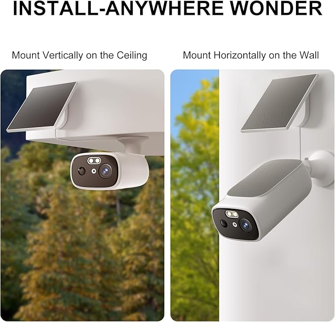 2K Solar Camera Outdoor Wireless-5/2.4Ghz WiFi Cameras for Home Security, AI Motion Detection, Color Night Vision, SD Card/Cloud Storage, Waterproof, Compatible with Alexa/Google Home (1 Camera)