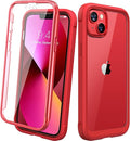 Diaclara Designed for iPhone 13 Case, Full Body Rugged Protection with Built-in Touch Sensitive Screen Protector, Soft TPU Bumper Case for iPhone 13 6.1" (Red and Clear)