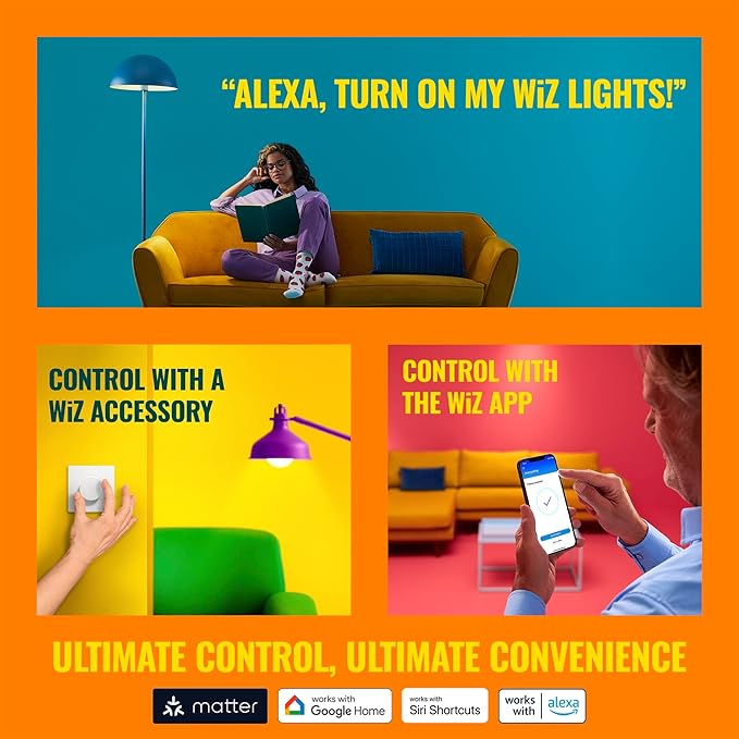 WiZ Connected 120W PAR38 LED Smart Light Bulbs - 3 Pack - Connects to Your Wi-Fi - E26 Smart Bulb - Control with Voice or App + Activate with Motion - Matter Compatible